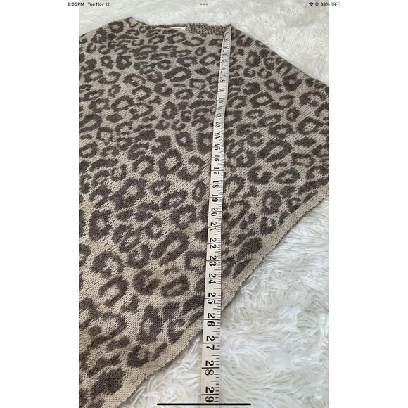 Nardi & Tagliaferri Mohair Wool Blend Leopard Print Poncho Sweater One Size - Picture 6 of 7